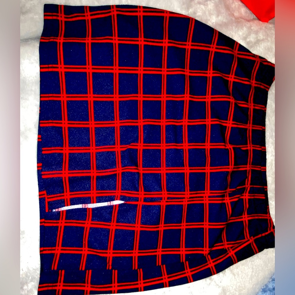 Plaid one leg slit skirt